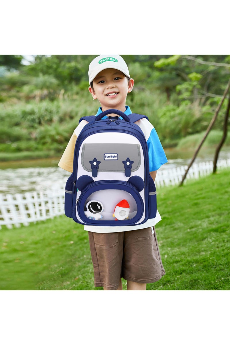 SUN EIGHT Premium 15.5-inch Light Weight School Backpack Water Resistant Polyester Kid’s Daypack for Boys, SE22260, Blue - Image 2